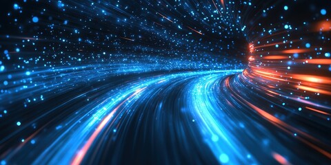 Poster - Abstract Blue Light Speed Background