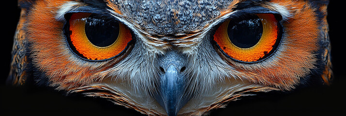 Wall Mural - Close-up of an owl's piercing gaze.