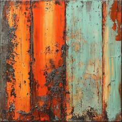 Canvas Print - Abstract art with orange and green