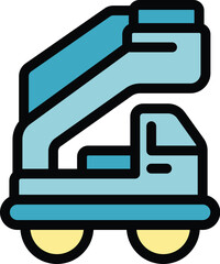 Poster - Simple colorful vector icon of an airport boarding stairs truck standing on the runway