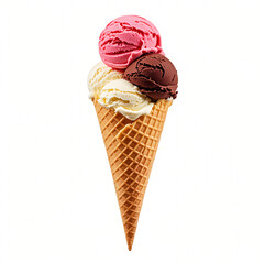 Wall Mural - Neapolitan ice cream isolated on white background