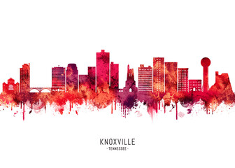 Wall Mural - Knoxville Tennessee Skyline Red