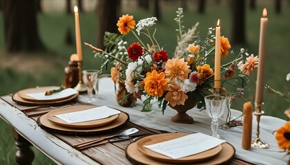 Bohemian-Inspired Newlywed Banquet Table Decor