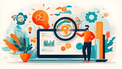 Wall Mural - Dynamic and Engaging Illustration for SEO and Marketing Strategies Enhanced by Generative AI