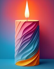Wall Mural - A vibrant, abstract candle with swirling colorful layers and a glowing flame, perfect for creative decor, spiritual themes, mood lighting designs, or meditation and wellness product promotions.