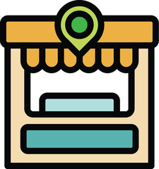 Poster - street food stall with a pin showing its location, perfect for representing street food vendors and 