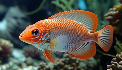 Wall Mural - Captivating Beauty of Queen Coris Wrasse in Vibrant Underwater Habitat