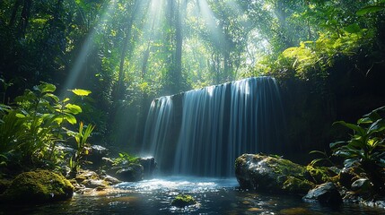 Wall Mural -  Jungle Waterfall