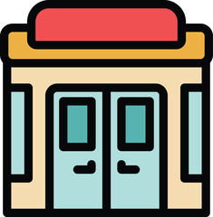 Poster - Simple and colorful small shop building facade icon, great for apps or websites