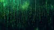 © decorator - Captivating abstract design of cascading green binary code on dark canvas for tech inspired artwork