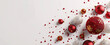 © Jana - Red and white Christmas decorations, balls and stars, isolated on white background, copy space, minimalistic flat lay web banner border frame