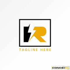 Poster - Logo design graphic concept creative abstract premium vector stock initial R or IR font volt watt electric thunder. Related monogram typography brand
