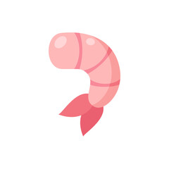 Wall Mural - Cartoon shrimp icon. Simple flat color vector style illustration.