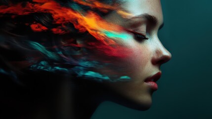 Poster - An abstract image with fiery red and dark colors blending together, creating dynamic and vibrant swirls, highlighting a sense of movement and energy.