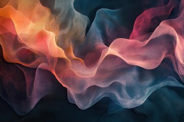 Wall Mural - Abstract Wavy Pattern in Warm Tones with a Dark Background