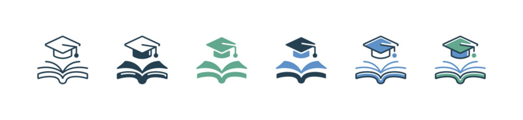 Aufkleber - simple open book graduate hat icon knowledge school academy graduation education vector illustration for web and app