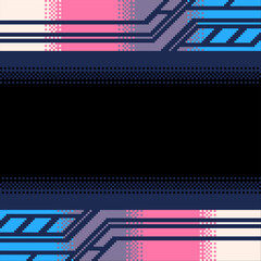 Poster - Futuristic Prism Metal Chrome Technology Industrial Frame Template on Dark Background, Pixel Art Style 