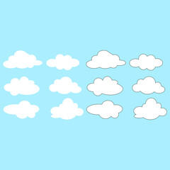 vector collection of cloud shapes. flat style simple vector illustration