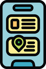 Poster - smartphone showing gps navigation app interface with pin on the map, for taxi service or city guide 