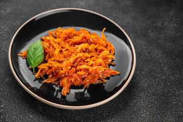 cabbage Braised suerkraut vegetable dish fresh delicious gourmet food background on the table rustick food top view copy space