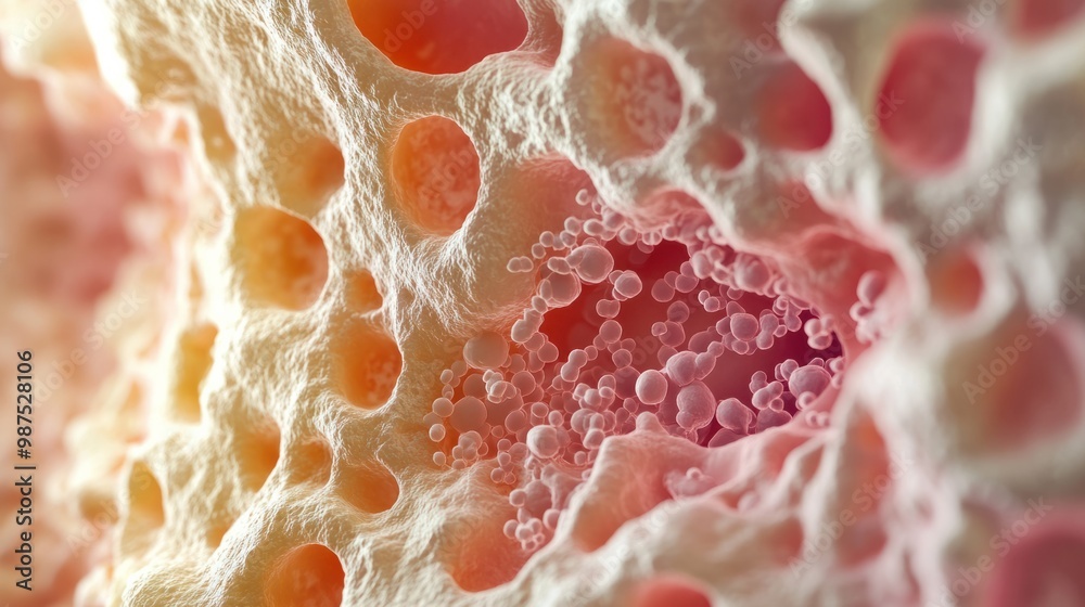 Cross-section of a bone showing bone marrow and stem cells ...
