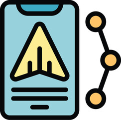 Poster - Gps navigation app displaying a route with markers on a smartphone screen