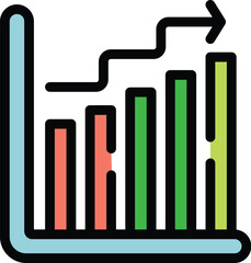 Wall Mural - This colorful bar chart graph is showing positive growth and upward market trends