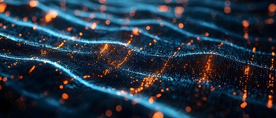 Poster - glowing abstract representation of an intelligence neural network interconnected with global financi