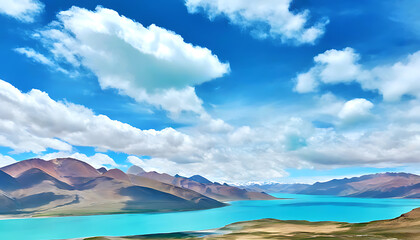 Wall Mural - Stunning Mountain Scenery Blending with the Sky