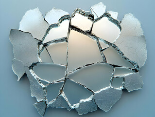 Poster - A broken mirror piece collection, reflecting light and creating intricate patterns, isolated on a white background.