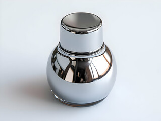 Shiny silver bottle with a smooth surface, perfect for modern beverage packaging on a white isolated background.