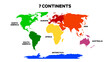 © Shahzeb Malik - World Map Divided into 7 Continents. International World Map with continents represented with different colors. Editable EPS file.
