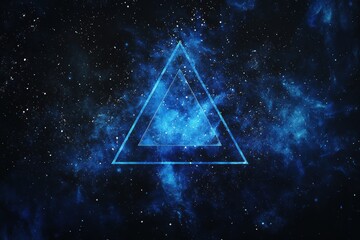 Poster - Triangle motion graphics on deep blue and black background with shimmering elements