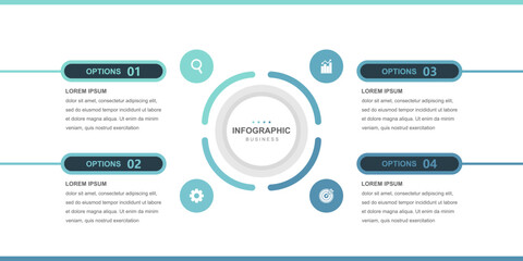 Wall Mural - infographic elements template, business concept timeline 4 steps, workflow layout, icons, diagram, r