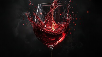 Sticker -   A zoomed-in shot of a wine glass with liquid pouring out of its top against a dark backdrop