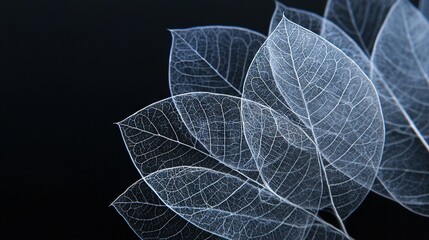 Sticker -   A close-up image of a leaf on a dark background, with sharp focus on the middle section