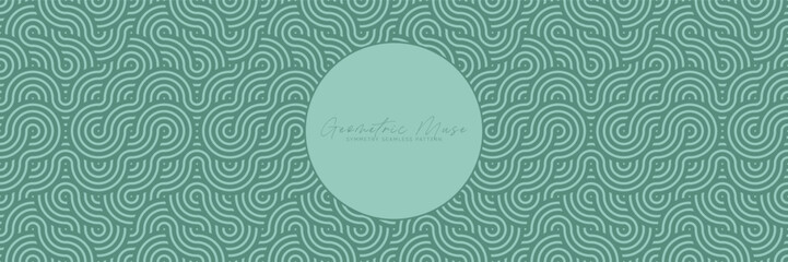 Mint green seamless wavy geometric pattern with abstract fluid lines. Modern vector design for fresh backgrounds and stylish decorative accents.