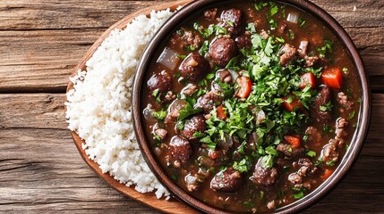 A Bowl of Hearty Black Bean Stew with Rice