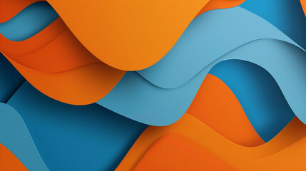 Wall Mural - Vibrant orange and blue overlapping shapes – dynamic, energetic design with contrasting shapes, great for corporate branding materials.