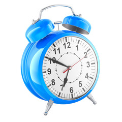 Poster - Blue Alarm Clock, 3D rendering isolated on transparent background
