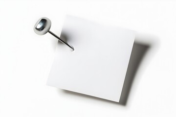 Poster - Elegant Pushpin Securing Plain White Note on Stark White Background