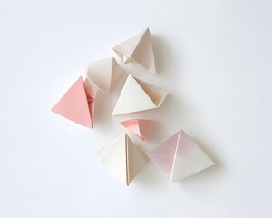 Poster - Elegant Origami Geometric Shapes on Crisp White Background