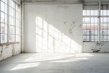 Canvas Print - Minimalist Industrial Loft Office with Blank White Wall and Modern Design