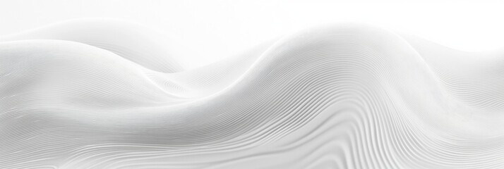 Wall Mural - Futuristic Minimalistic Design: Clean White Background with Abstract Wave Patterns