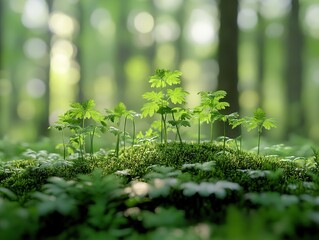 Sticker - Green Forest Plants and Moss - Nature Photography