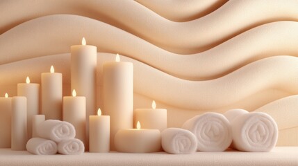 Poster - A group of candles are arranged in a pattern on the wall, AI