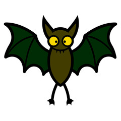 Sticker - Halloween bat with leg mascot vector out line art