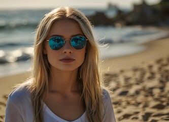 Portrait of American Girl on the Beach