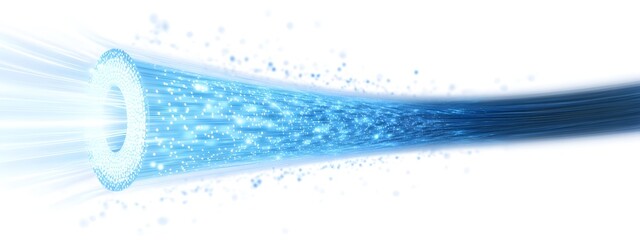Poster - Fiber Optic Sensor Light Wave in Abstract Blue Design