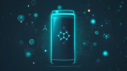 Poster - Futuristic Graphene Supercapacitor Energy Storage with Vibrant Neon Glow and Molecular Design
